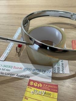 Suzuki GT550 all GT750 LMAB 74-77 RE5 NOS CHROME HEADLIGHT RIM Pt no 35111-34030