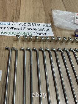 Suzuki GT750 GS750 RE5 NOS Rear Wheel Spoke Set 65300-45811 NEW IN SUZUKI BAGS