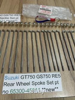 Suzuki GT750 GS750 RE5 NOS Rear Wheel Spoke Set 65300-45811 NEW IN SUZUKI BAGS
