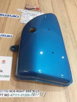 Suzuki GT750 NOS RIGHT SIDE PANEL MAUI BLUE PT NO 47111-31200-797 WITH PARTS TAG