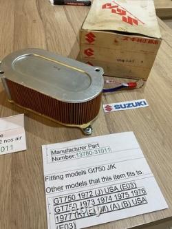 Suzuki GT750 j/k 1972-1972 nos air filter in box 13780-31011 Genuine ObsoleteSuz