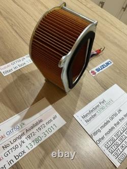 Suzuki GT750 j/k 1972-1972 nos air filter in box 13780-31011 Genuine ObsoleteSuz