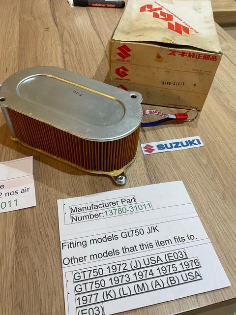 Suzuki Gt750 J/k 1972-1972 Nos Air Filter In Box 13780-31011 Genuine Obsolete