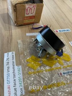 Suzuki GT750 lma 74-76 nos blue face tachometer new in box 34201-31621 perfect