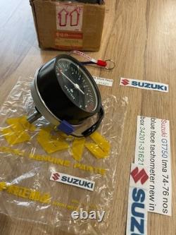 Suzuki GT750 lma 74-76 nos blue face tachometer new in box 34201-31621 perfect