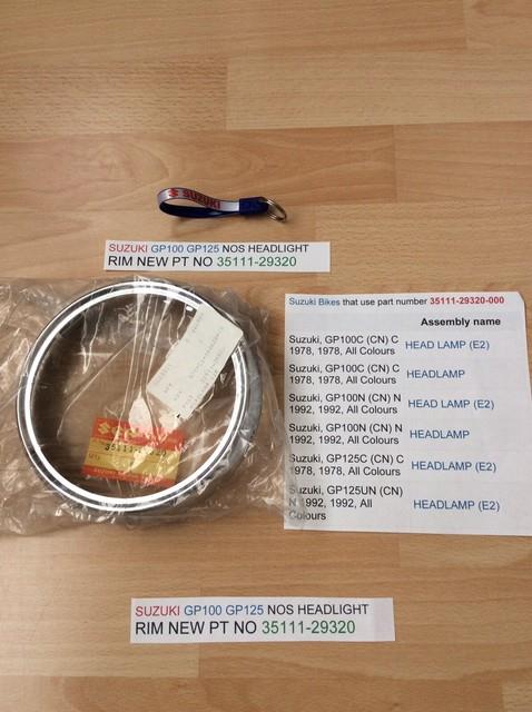 Suzuki Gp100 Gp125 Nos Headlight Rim New Pt No 35111-29320