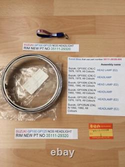 Suzuki Gp100 Gp125 Nos Headlight Rim New Pt No 35111-29320 Suzuki Gp100 Gp125 Nos Headlight Rim New Pt No 35111-29320