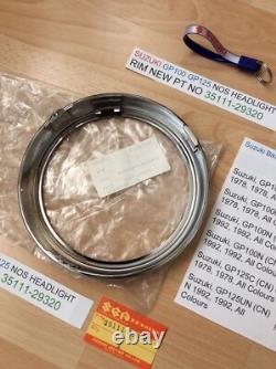 Suzuki Gp100 Gp125 Nos Headlight Rim New Pt No 35111-29320 Suzuki Gp100 Gp125 Nos Headlight Rim New Pt No 35111-29320
