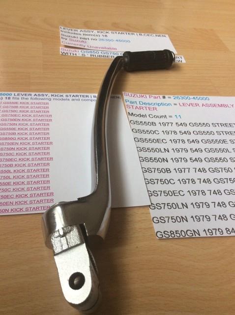 Suzuki Gs550 Gs750 Gs850 Nos Kickstart Assembly Pt No 26300-45000 New Nice