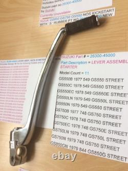Suzuki Gs550 Gs750 Gs850 Nos Kickstart Assembly Pt No 26300-45000 New Nice Suzuki Gs550 Gs750 Gs850 Nos Kickstart Assembly Pt No 26300-45000 New Nice