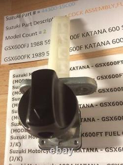 Suzuki Gsx600 Katana Gsx600 Ft 1988-1996 Nos Fuel Petcock Pt No 44300-19c00 New