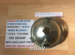 Suzuki Gt185 Gt250 Gt380 Gt500 Nos Koito Headlight With Side Light Port New Nice
