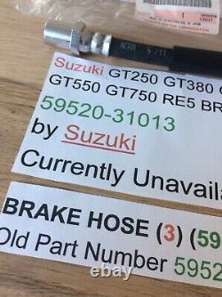 Suzuki Gt250 Gt380 Gt500 Gt550 Gt750 Re5 Nos Brake Hose Pt 59520-31013 New