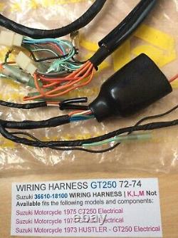 Suzuki Gt250 K. L. M 73-75 Nos Full Wiring Harness / Loom New Pt No 36610-18100