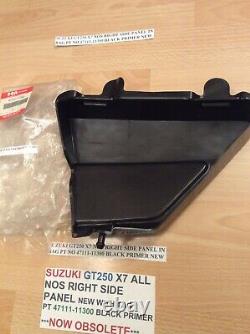 Suzuki Gt250 X7 Nos Right Side Panel In Bag Pt No 47111-11300 Black Primer New