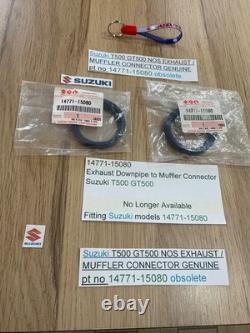Suzuki Gt500 T500 Nos Exhaust / Muffler Connectors New In Parts Bags 14771-15080 Suzuki Gt500 T500 Nos Exhaust / Muffler Connectors New In Parts Bags 14771-15080