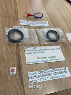 Suzuki Gt500 T500 Nos Exhaust / Muffler Connectors New In Parts Bags 14771-15080 Suzuki Gt500 T500 Nos Exhaust / Muffler Connectors New In Parts Bags 14771-15080