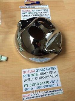 Suzuki Gt550 Gt750 Re5 Nos Chrome Headlight Shell New Pt 51810-34130 Obsolete