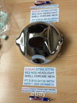 Suzuki Gt550 Gt750 Re5 Nos Chrome Headlight Shell New Pt 51810-34130 Obsolete