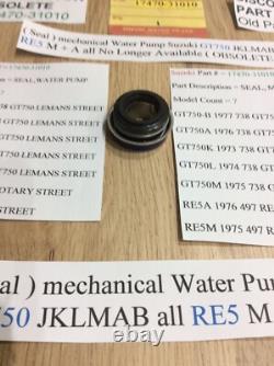 Suzuki Gt750 72-77 Jklmab Re5 M + A Nos Water Pump Mechanical Seal 17470-31010