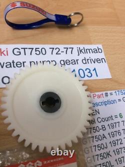 Suzuki Gt750 J. K. L. M. A. B 72-77 Nos Water Pump Gear Pt No 17522-31031 With Tag