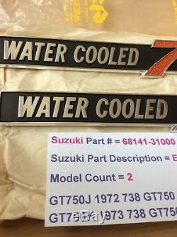 Suzuki Gt750 J/k 72-73 Nos Water Cooled Side Panel Emblems X 2 Pt No 68141-31000