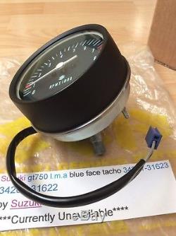 Suzuki Gt750 L. M. A 74-76 Nos Tachometer Blue Face In Bag Pt No 34201-31623 New