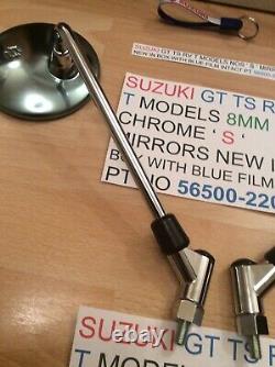 Suzuki Gt Ts Rv T Models Nos' S' Logo Mirrors New Pt 56500-22011 8mm Thread