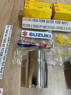 Suzuki NOS Fork Outer Tube Nut 71-75 T500 68 T305 69 TC305 51150-15010 x 2 pcs