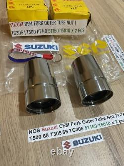 Suzuki NOS Fork Outer Tube Nut 71-75 T500 68 T305 69 TC305 51150-15010 x 2 pcs