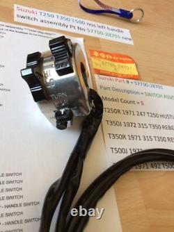 Suzuki Nos T250 T350 T500 Gt250 Gt500 Left Side Handle Switch 57700-28701 Suzuki Nos T250 T350 T500 Gt250 Gt500 Left Side Handle Switch 57700-28701