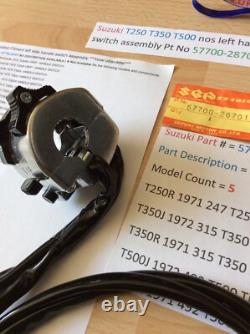 Suzuki Nos T250 T350 T500 Gt250 Gt500 Left Side Handle Switch 57700-28701 Suzuki Nos T250 T350 T500 Gt250 Gt500 Left Side Handle Switch 57700-28701