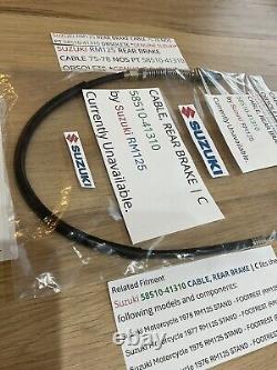 Suzuki Rm125 Rear Brake Cable 75-78 Nos Pt 58510-41310 Obsolete Genuine Suzuki