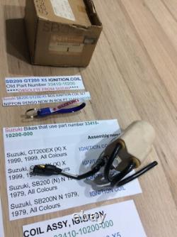 Suzuki SB200 GT200 X5 NOS IGNITION COIL SET NIPPON DENSO BOX PT 33410-10200 NEW