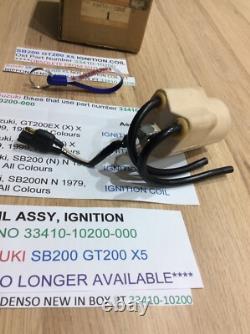 Suzuki SB200 GT200 X5 NOS IGNITION COIL SET NIPPON DENSO BOX PT 33410-10200 NEW