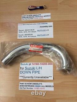 Suzuki Sb200 Nos Chrome Muffler Down Pipe Left Side Pt No 14160-10200 With Tags