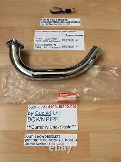 Suzuki Sb200 Nos Chrome Muffler Down Pipe Left Side Pt No 14160-10200 With Tags