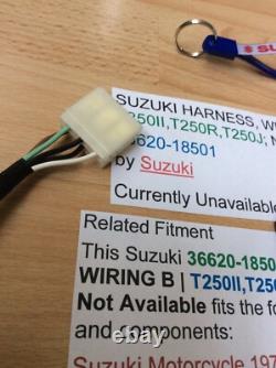 Suzuki T250 T350 Nos Rear Tail Light Harness Loom Pt No 36620-18501 New Perfect