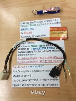 Suzuki T250 T350 Nos Rear Tail Light Harness Loom Pt No 36620-18501 New Perfect