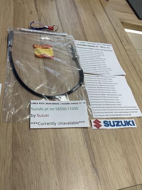 Suzuki T250 Tc250 T20 T305 Tc305 T350 Gt250 Nos Rear Brake Cable Pt 58500-11000