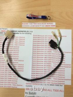 Suzuki T350 T500 Nos Rear Wiring Harness Loom New Pt 36620-15000 Now Obsolete