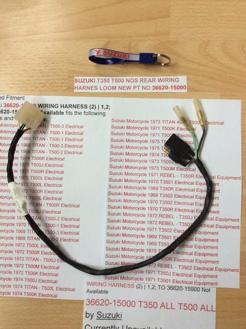 Suzuki T350 T500 Nos Rear Wiring Harness Loom New Pt 36620-15000 Now Obsolete