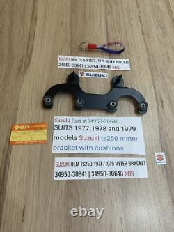Suzuki TS250 1977 1979 NOS METER BRACKET 34950-30641 34950-30640 INC CUSHIONS
