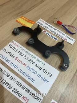 Suzuki TS250 1977 1979 NOS METER BRACKET 34950-30641 34950-30640 INC CUSHIONS