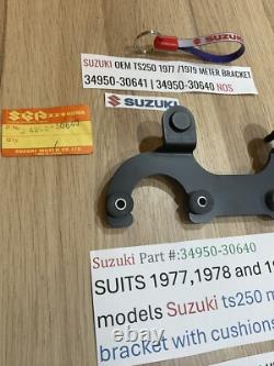 Suzuki TS250 1977 1979 NOS METER BRACKET 34950-30641 34950-30640 INC CUSHIONS