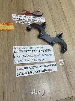 Suzuki TS250 1977 1979 NOS METER BRACKET 34950-30641 34950-30640 INC CUSHIONS