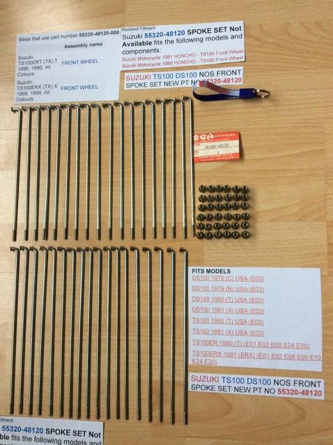 Suzuki Ts100 80-81 Ds100 78-81 Nos Front Spoke Set Pt 55320-48120 New With Tag