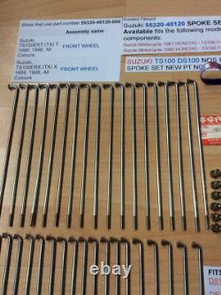 Suzuki Ts100 80-81 Ds100 78-81 Nos Front Spoke Set Pt 55320-48120 New With Tag