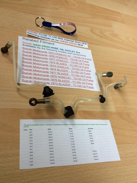 Suzuki Ts100 Tc100 Ts90 Tc90 Rv90 Nos Oil Hose / Pipe New Pt No 16820-25030