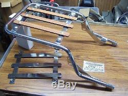 Vintage NOS Suzuki KG Style Luggage Rack With Wood & Chrome Top GT750 GT550
